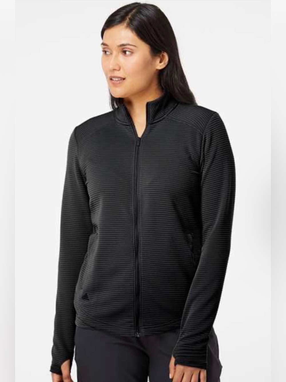ADIDAS | A416 Textured Ribbed Golf Black Full-Zip Jacket SZ M